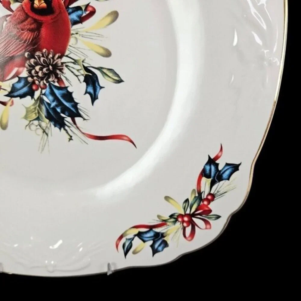 Lenox Winter Greeting Square Plate Platter Cardinal Catherine McClung Serve READ